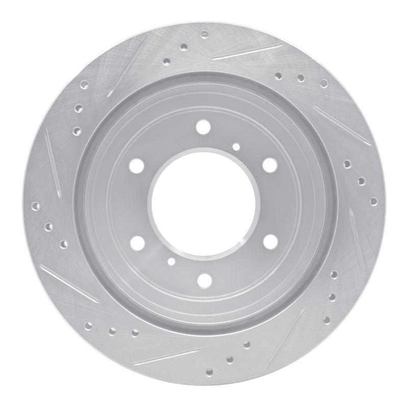 Mitsubishi Montero Brake Rotor (1) - Rear Right - R1 Concepts - Drilled & Slotted - Silver - `00-`06